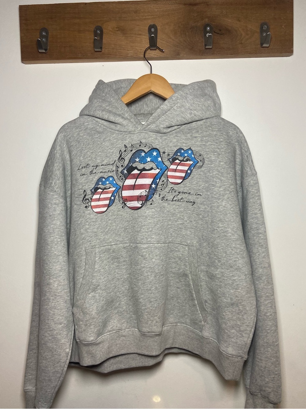 Men’s y2k Grey graphic Rolling Stones hoodie never worn